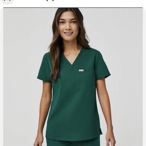 Figs Hunter Green Catarina Scrub Top and Yolanda Skinny Scrub Pants.